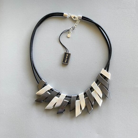 FAC Daring Edge Choker Necklace Gun Metal Silver Tone NWT - Picture 5 of 7